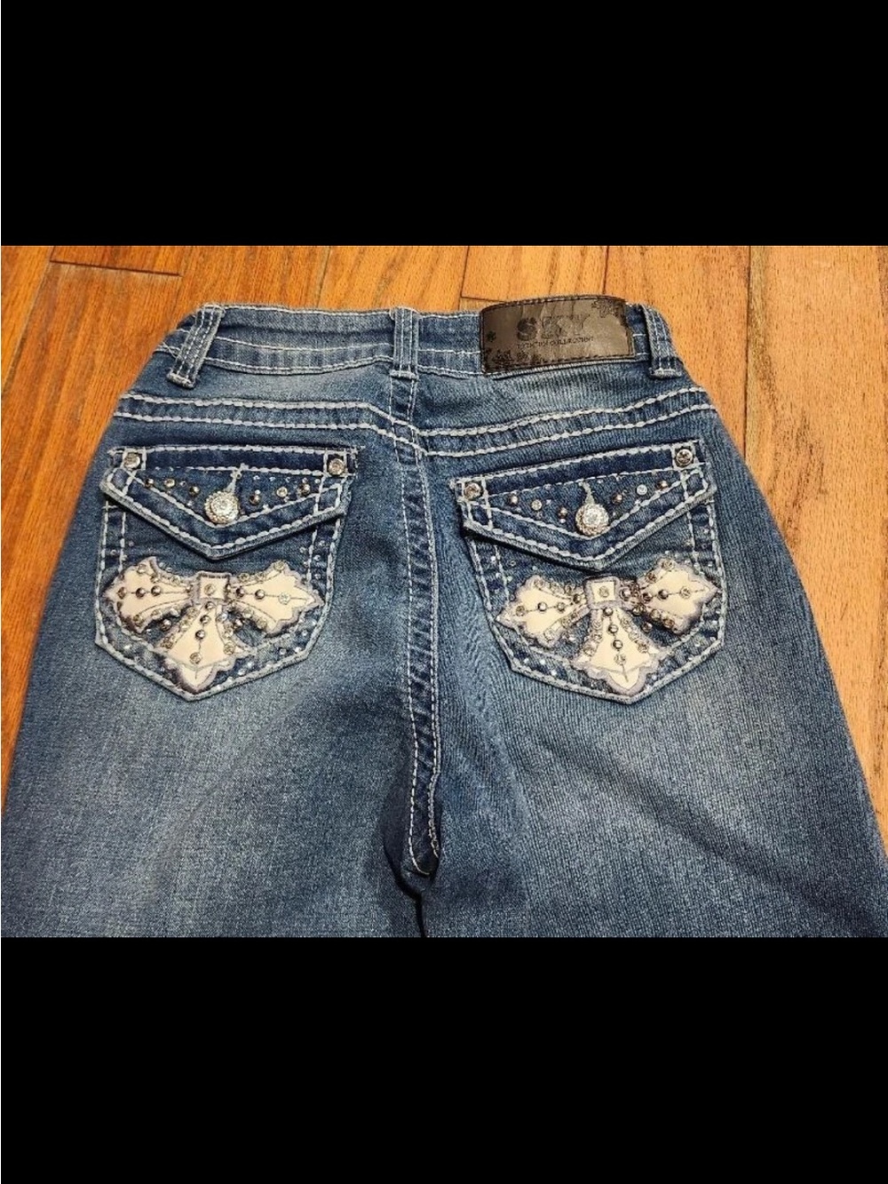 Sky Blue Embellished Flare Jeans